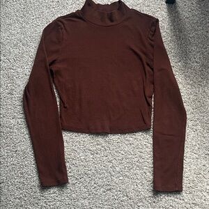 Brown Long Sleeve Turtleneck Top